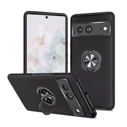 Hybrid Shock Absorbing Case with Kickstand for Google Pixel 6a - Black