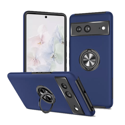 Hybrid Shock Absorbing Case with Kickstand for Google Pixel 6a - Navy Blue