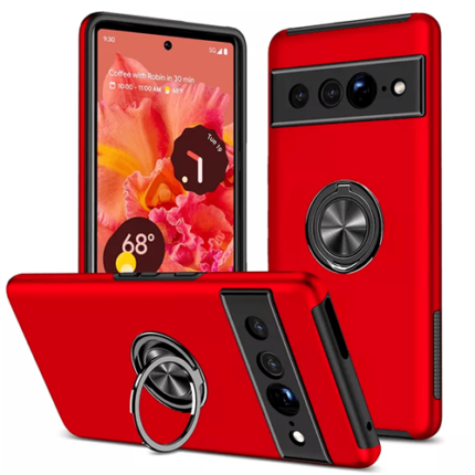 Hybrid Shock Absorbing Case with Kickstand for Google Pixel 7 Pro - Red