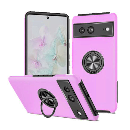 Hybrid Shock Absorbing Case with Kickstand for Google Pixel 7a - Purple