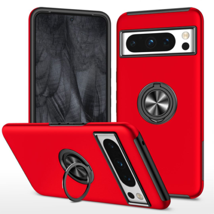 Hybrid Shock Absorbing Case with Kickstand for Google Pixel 8 Pro - Red