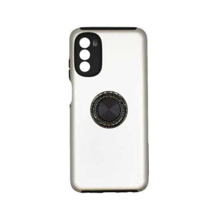 Hybrid Shock Absorbing Case with Kickstand for Moto G 5G (2022) - Silver