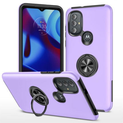 Hybrid Shock Absorbing Case with Kickstand for Moto G Pure / G Power (2022) / G Play (2023) - Purple