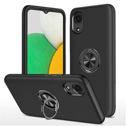 Hybrid Shock Absorbing Case with Kickstand for Samsung Galaxy A03 Core - Black