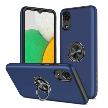 Hybrid Shock Absorbing Case with Kickstand for Samsung Galaxy A03 Core - Navy Blue