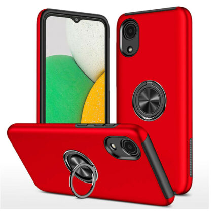 Hybrid Shock Absorbing Case with Kickstand for Samsung Galaxy A03 Core - Red