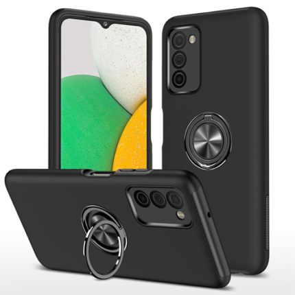 Hybrid Shock Absorbing Case with Kickstand for Samsung Galaxy A03S - Black