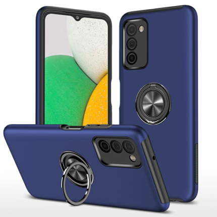 Hybrid Shock Absorbing Case with Kickstand for Samsung Galaxy A03S - Navy Blue
