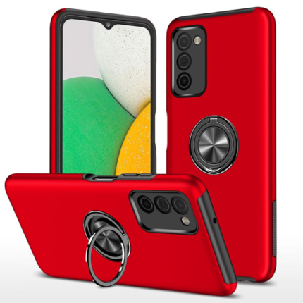 Hybrid Shock Absorbing Case with Kickstand for Samsung Galaxy A03S - Red