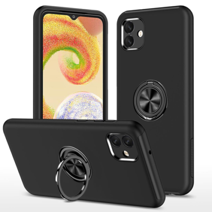 Hybrid Shock Absorbing Case with Kickstand for Samsung Galaxy A04 - Black