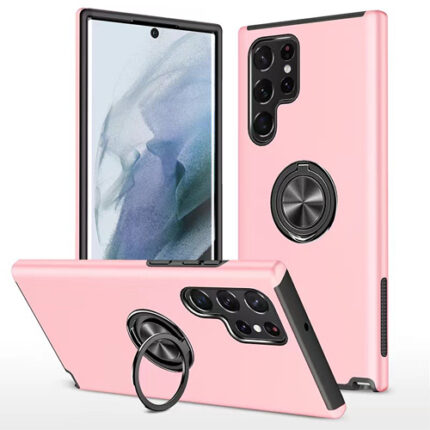 Hybrid Shock Absorbing Case with Kickstand for Samsung Galaxy S21 Ultra - Pink