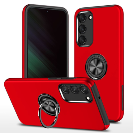 Hybrid Shock Absorbing Case with Kickstand for Samsung Galaxy S23 FE - Red