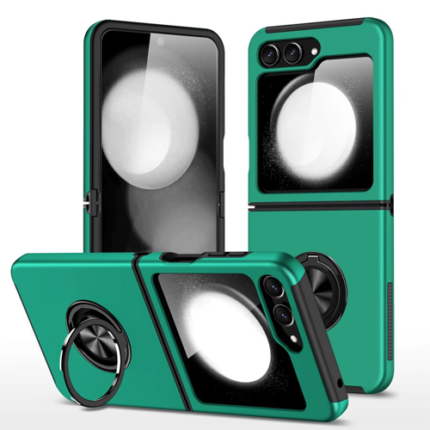Hybrid Shock Absorbing Case with Kickstand for Samsung Galaxy Z Flip5 - Green