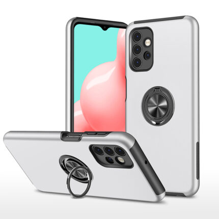 Hybrid Shock Absorbing Case with Kickstand for Samsung Galaxy A52 - Silver