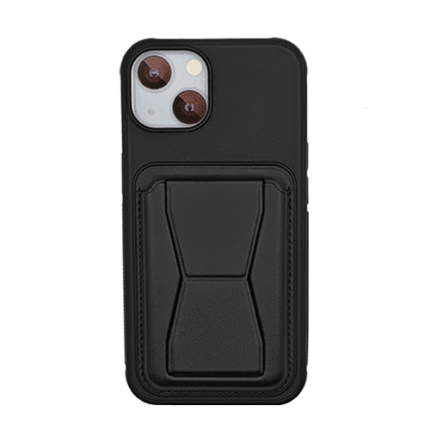 Leather Armor with Holder Case for Apple iPhone 14 Plus / 15 Plus - Black