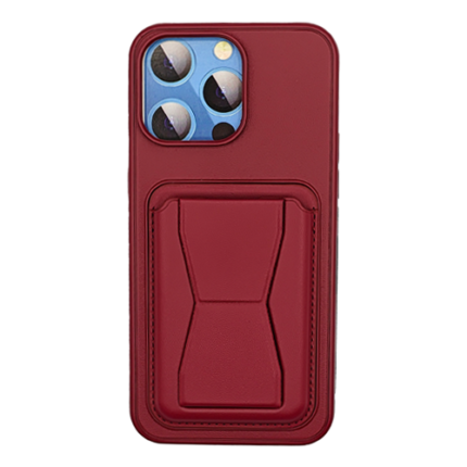 Leather Armor with Holder Case for Apple iPhone 15 Pro - Red