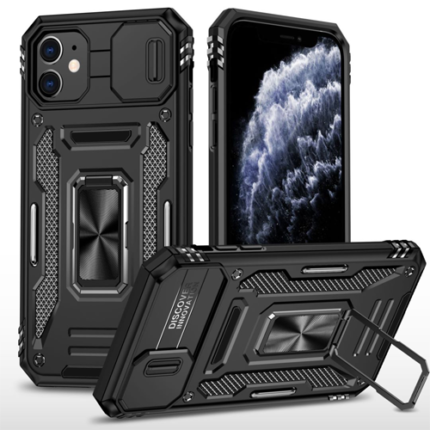 New Military Case with Ring Kickstand for Apple iPhone 12 / 12 Pro - Black