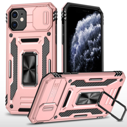 New Military Case with Ring Kickstand for Apple iPhone 12 / 12 Pro - Rose Golden