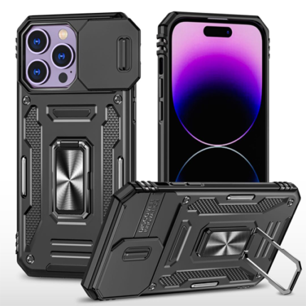 New Military Case with Ring Kickstand for Apple iPhone 14 Pro - Black