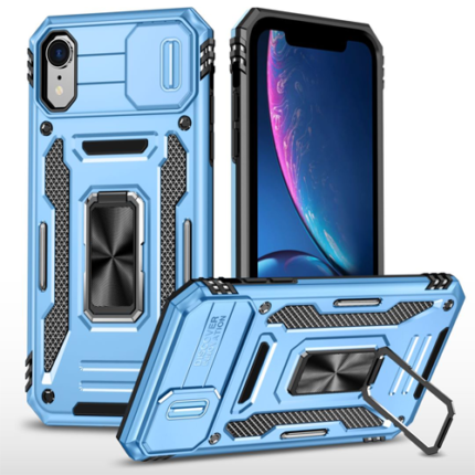 New Military Case with Ring Kickstand for Apple iPhone XR - Light Blue