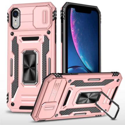 New Military Case with Ring Kickstand for Apple iPhone XR - Rose Golden