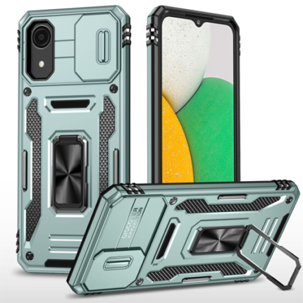 New Military Case with Ring Kickstand for Samsung Galaxy A03 Core - Alpine Green