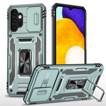 New Military Case with Ring Kickstand for Samsung Galaxy A13 4G / 5G / A04S - Alpine Green