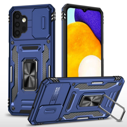 New Military Case with Ring Kickstand for Samsung Galaxy A13 4G / 5G / A04S - Navy Blue