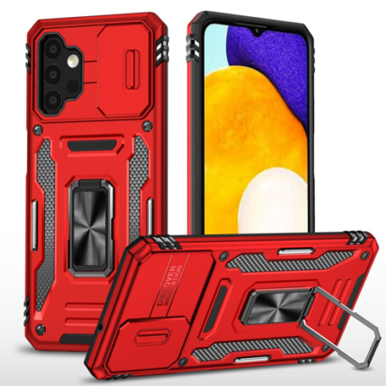 New Military Case with Ring Kickstand for Samsung Galaxy A13 4G / 5G / A04S - Red