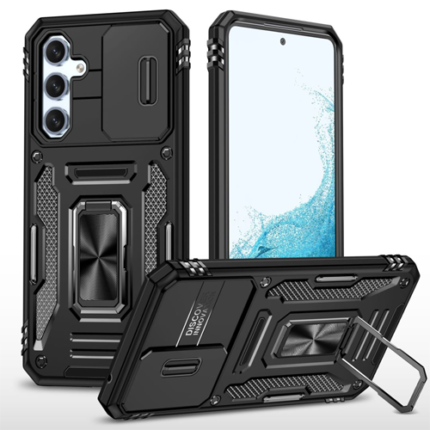 New Military Case with Ring Kickstand for Samsung Galaxy A34 - Black