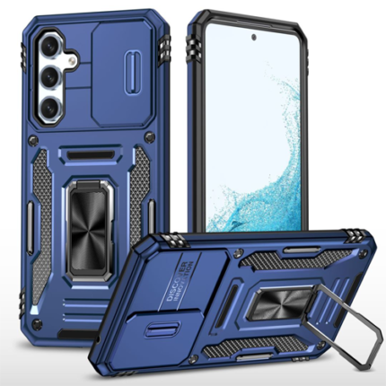 New Military Case with Ring Kickstand for Samsung Galaxy A34 - Navy Blue