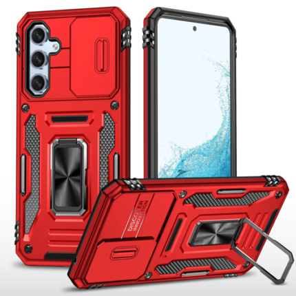 New Military Case with Ring Kickstand for Samsung Galaxy A34 - Red