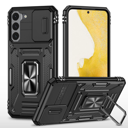 New Military Case with Ring Kickstand for Samsung Galaxy S22 Plus - Black