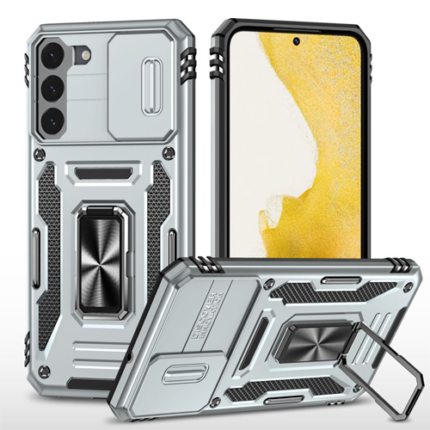 New Military Case with Ring Kickstand for Samsung Galaxy S22 Plus - Gray