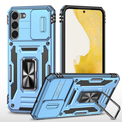 New Military Case with Ring Kickstand for Samsung Galaxy S22 Plus - Light Blue