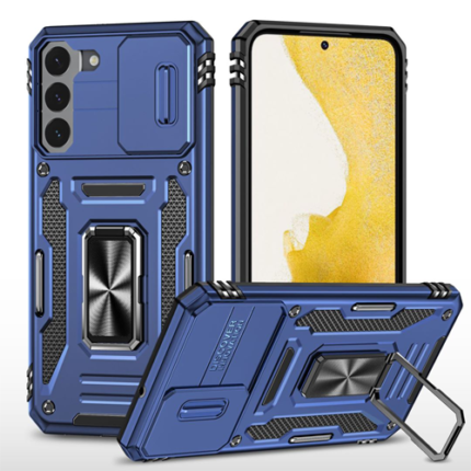 New Military Case with Ring Kickstand for Samsung Galaxy S22 Plus - Navy Blue