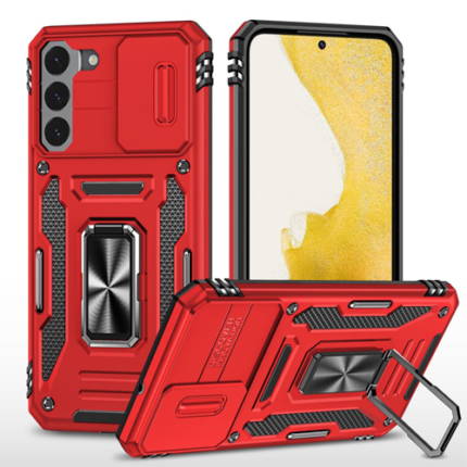 New Military Case with Ring Kickstand for Samsung Galaxy S22 Plus - Red