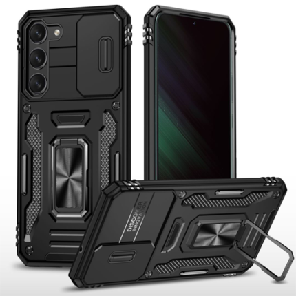 New Military Case with Ring Kickstand for Samsung Galaxy S23 FE - Black