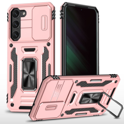 New Military Case with Ring Kickstand for Samsung Galaxy S23 FE - Rose Golden