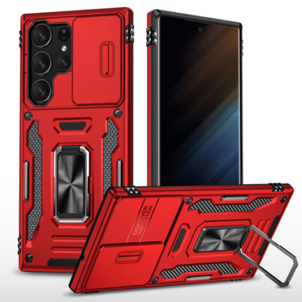New Military Case with Ring Kickstand for Samsung Galaxy S23 Ultra - Red