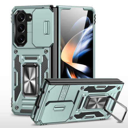 New Military Case with Ring Kickstand for Samsung Galaxy Z Fold 5 - Alpine Green