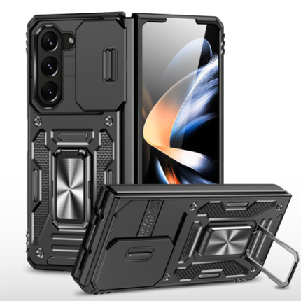 New Military Case with Ring Kickstand for Samsung Galaxy Z Fold 5 - Black