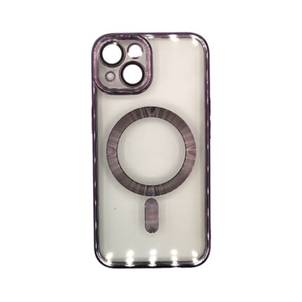 Premium Clear TPU Magsafe Design Case for Apple iPhone 15 - Deep Purple