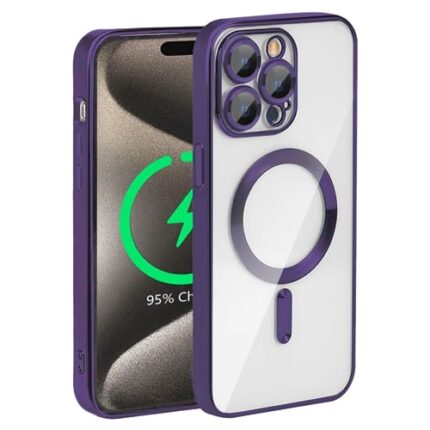 Premium Clear TPU Magsafe Design Case for Apple iPhone 13 Pro Max - Deep Purple