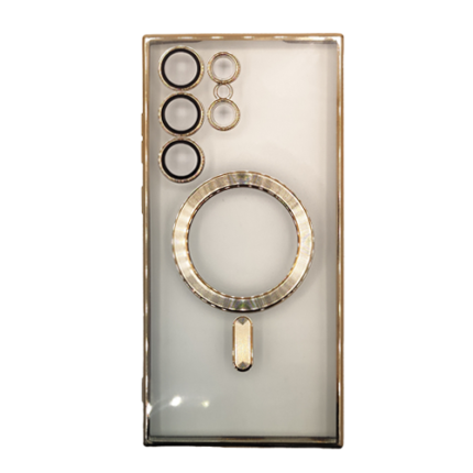 Premium Clear TPU Magsafe Design Case for Samsung Galaxy S23 Ultra - Gold