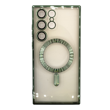 Premium Clear TPU Magsafe Design Case for Samsung Galaxy S22 Ultra - Green