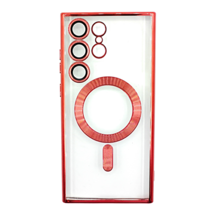 Premium Clear TPU Magsafe Design Case for Samsung Galaxy S23 Ultra - Red