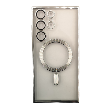 Premium Clear TPU Magsafe Design Case for Samsung Galaxy S23 Ultra - Silver