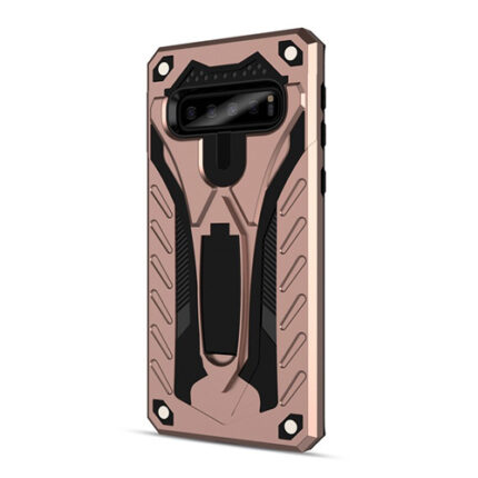 Rugged Defender Case with Kickstand for Samsung Galaxy S10 Plus - Rose Golden