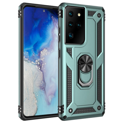 Armor Hybrid Military Case with Ring Kickstand For Samsung Galaxy S21 Ultra 5G - Green